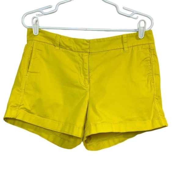 J.Crew Chino Shorts Size 6 Bright Yellow Cotton Stretch Preppy Coastal - Picture 1 of 7